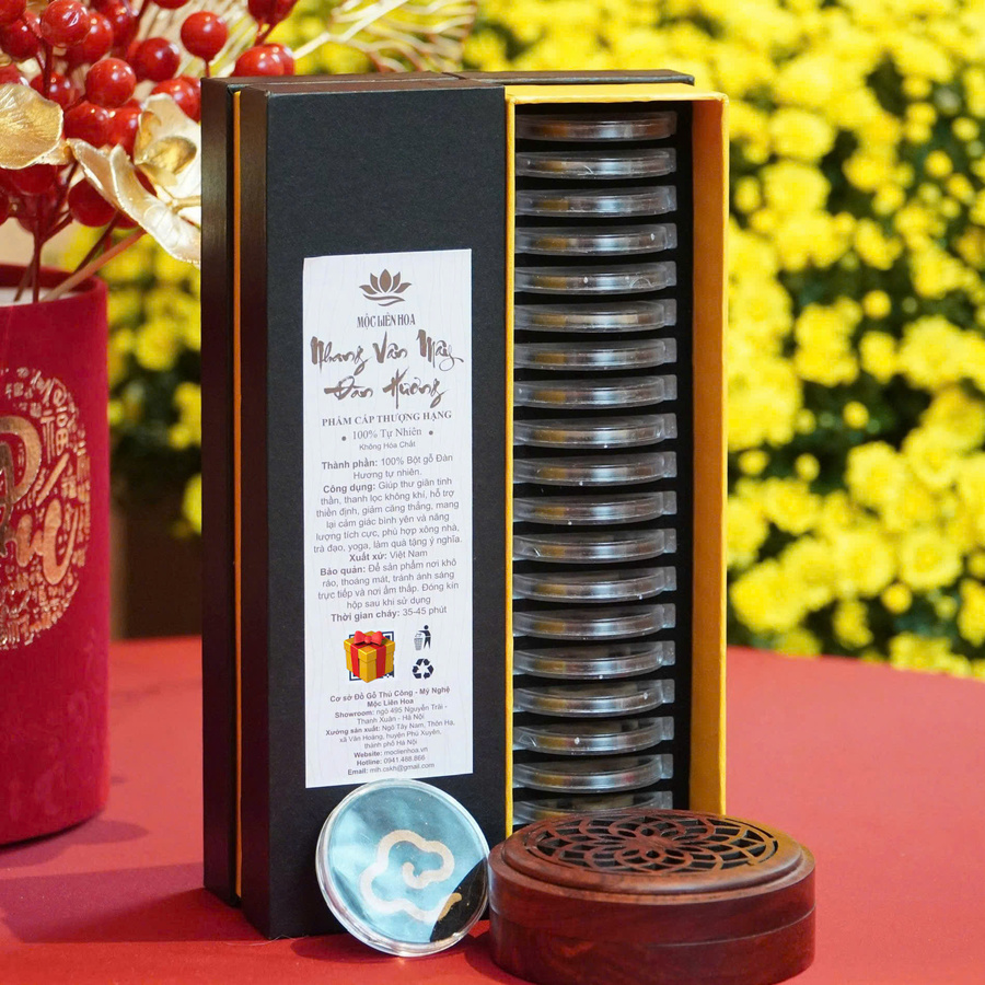 Nhang Vân Mây Lão Sơn Đàn Hương Thượng Hạng - Hộp 20 miếng 100% tự nhiên không hoá chất